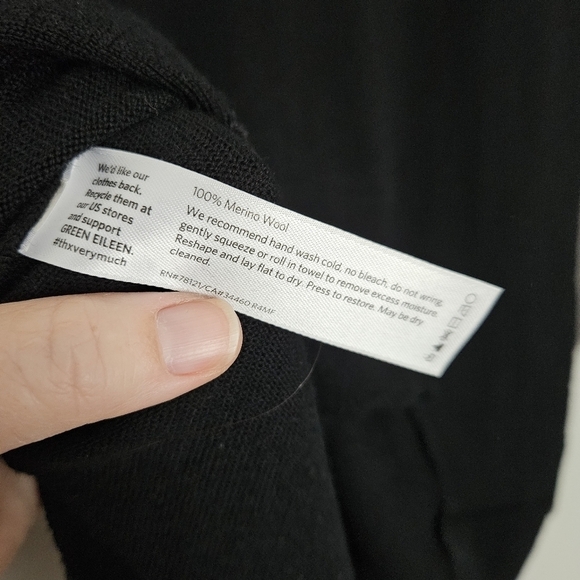 Eileen Fisher Merino Wool black long sleeve sweater/ tunic size S - Picture 6 of 7